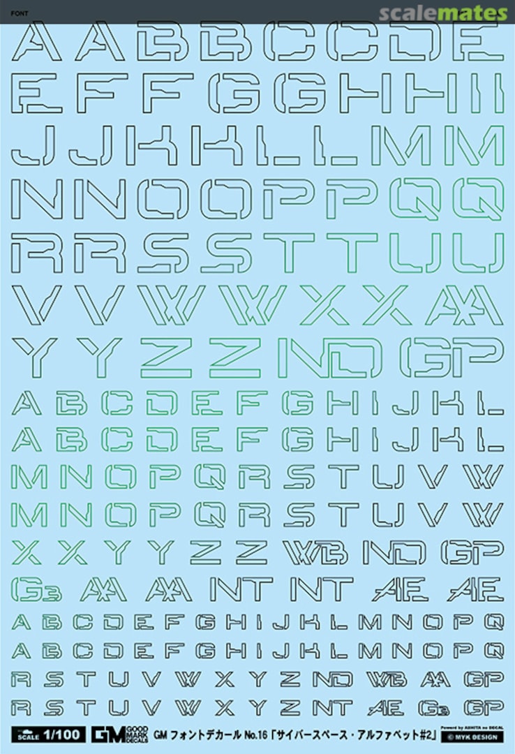 Boxart GM Font Decal No.16 Cyberspace Alphabet #2 [Prism Night Green] GM-726 MYK Design