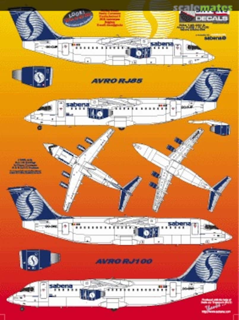 Boxart Sabena scheme 2000 BAe146 / Avro RJ SKY144-54 Skyline Decals