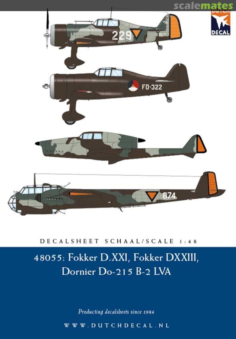 Boxart Fokker DXXI, Fokker DXXIII, Dornier Do215 DD48055 Dutch Decal