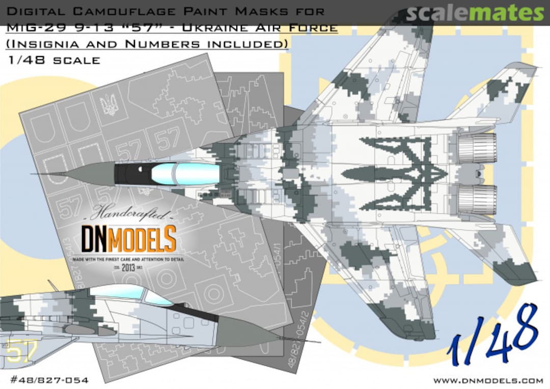 Boxart MiG-29 9-13 Fulcrum-C Ukrainian Digital Camo Paint Mask Set 1/48 48/827-054 DN Models