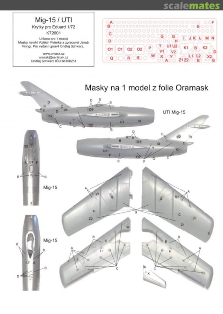 Boxart Mig-15/Mig-15UTI masky na krytky (pro Eduard) 17001 Omask