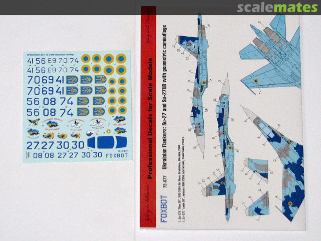 Boxart Ukrainian Flankers: Su-27 and Su-27UB with geometric camouflage 72-077 Foxbot