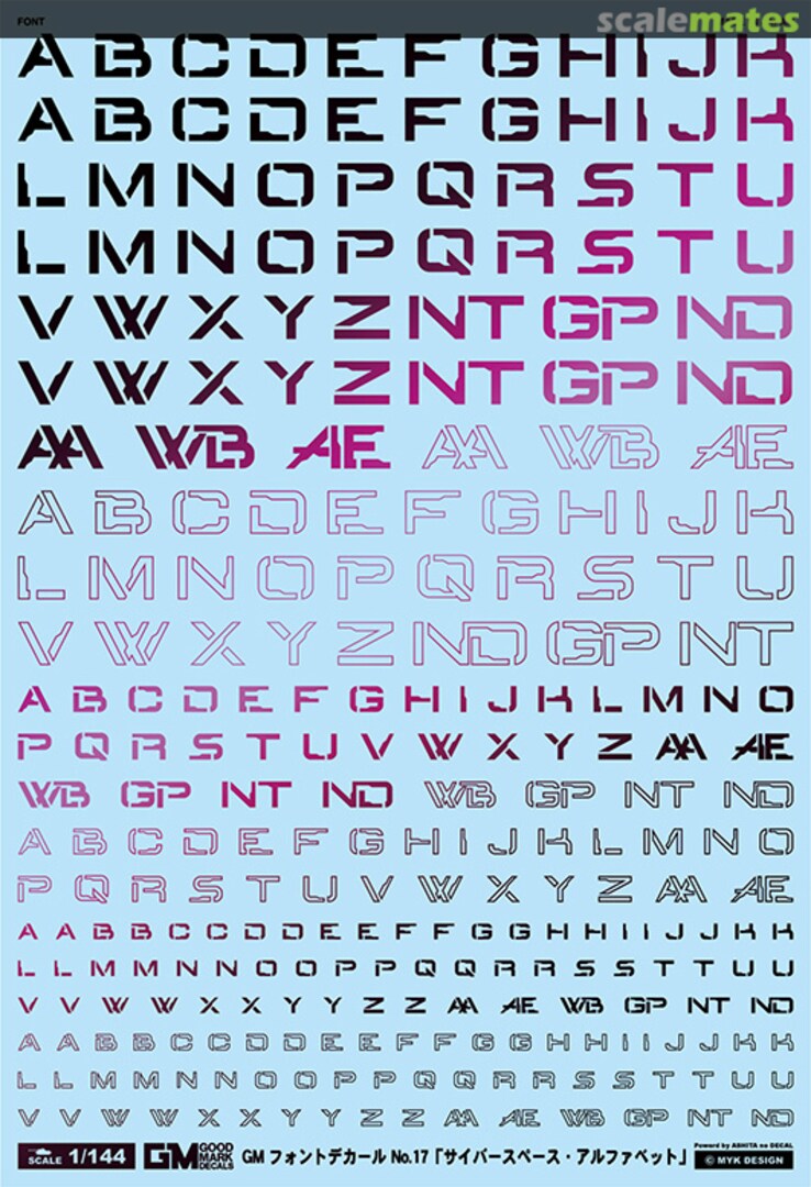 Boxart GM Font Decal No.17 Cyberspace Alphabet [Prism Night Red] GM-730 MYK Design