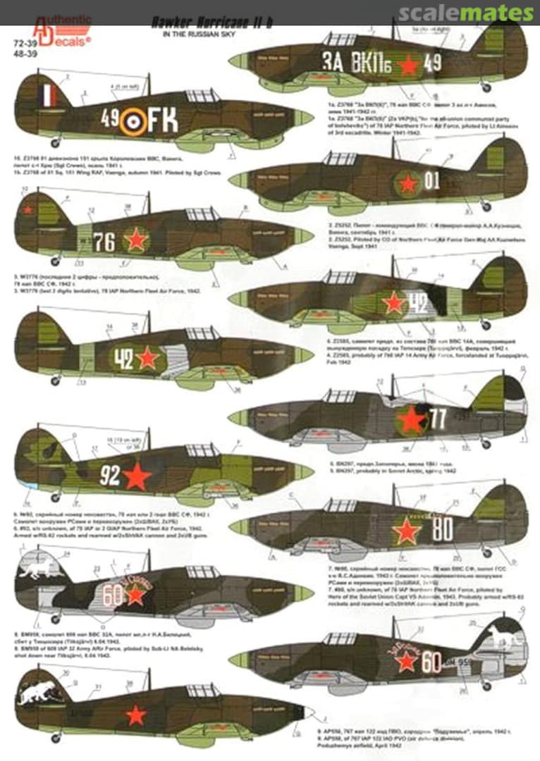 Boxart Hawker Hurricane IIb 48-35 Authentic Decals