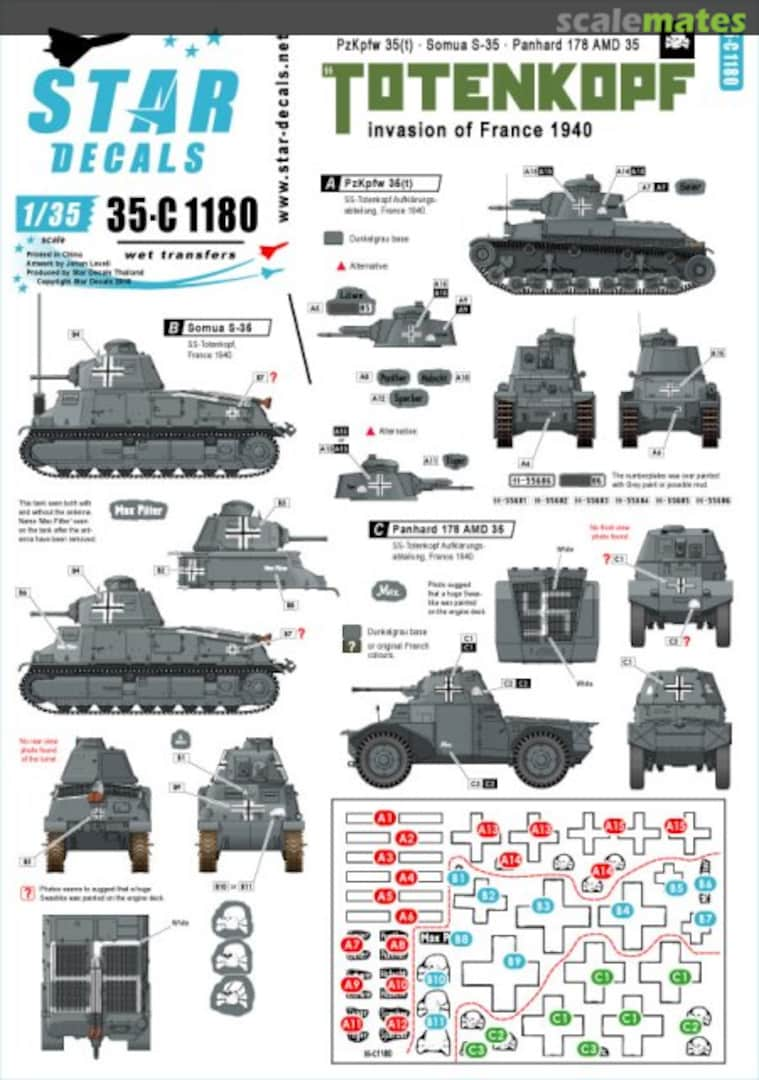 Boxart Totenkopf - Invasion of France 1940. 35-C1180 Star Decals