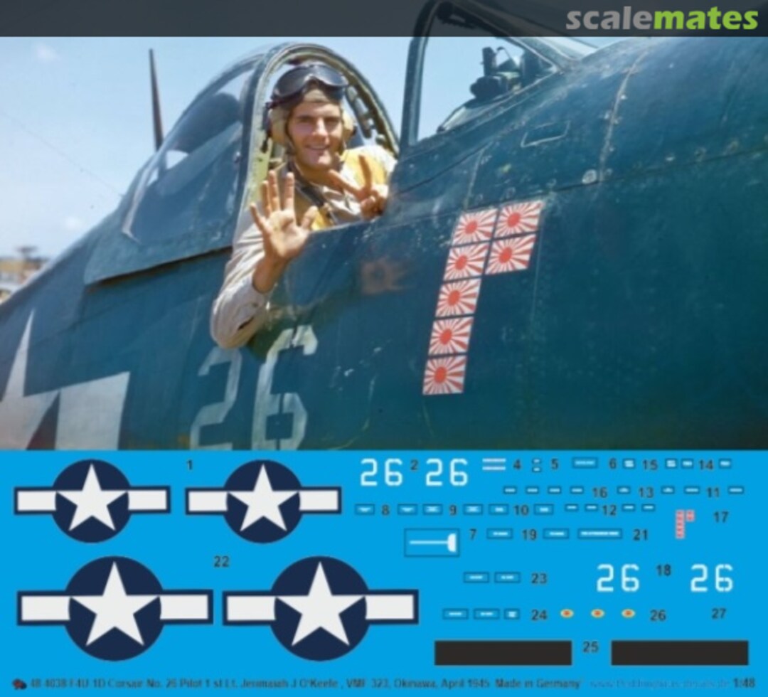 Boxart F4U-1D Corsair No. 26 48 4038 Peddinghaus-Decals