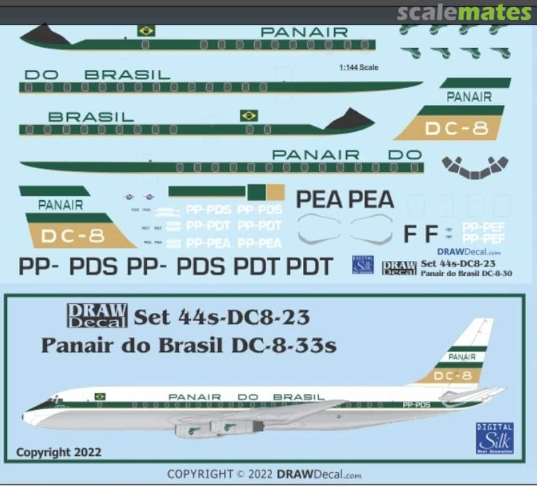 Boxart Douglas DC-8-33 Panair do Brasil 44-DC8-23 Draw Decal