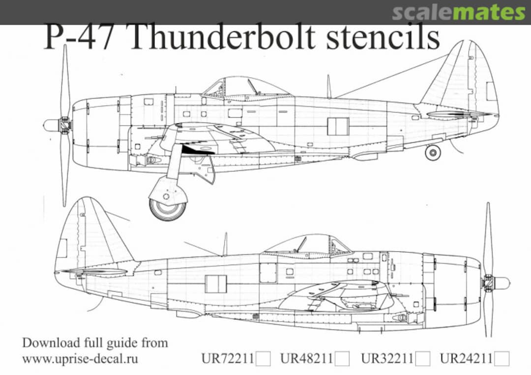 Boxart P-47 Thunderbolt stencils FFA (removable film) UR48211 UpRise