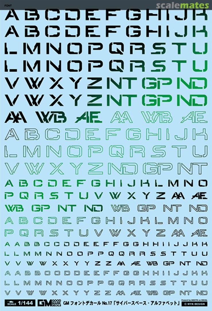 Boxart GM Font Decal No.17 Cyberspace Alphabet [Prism Night Green] GM-731 MYK Design