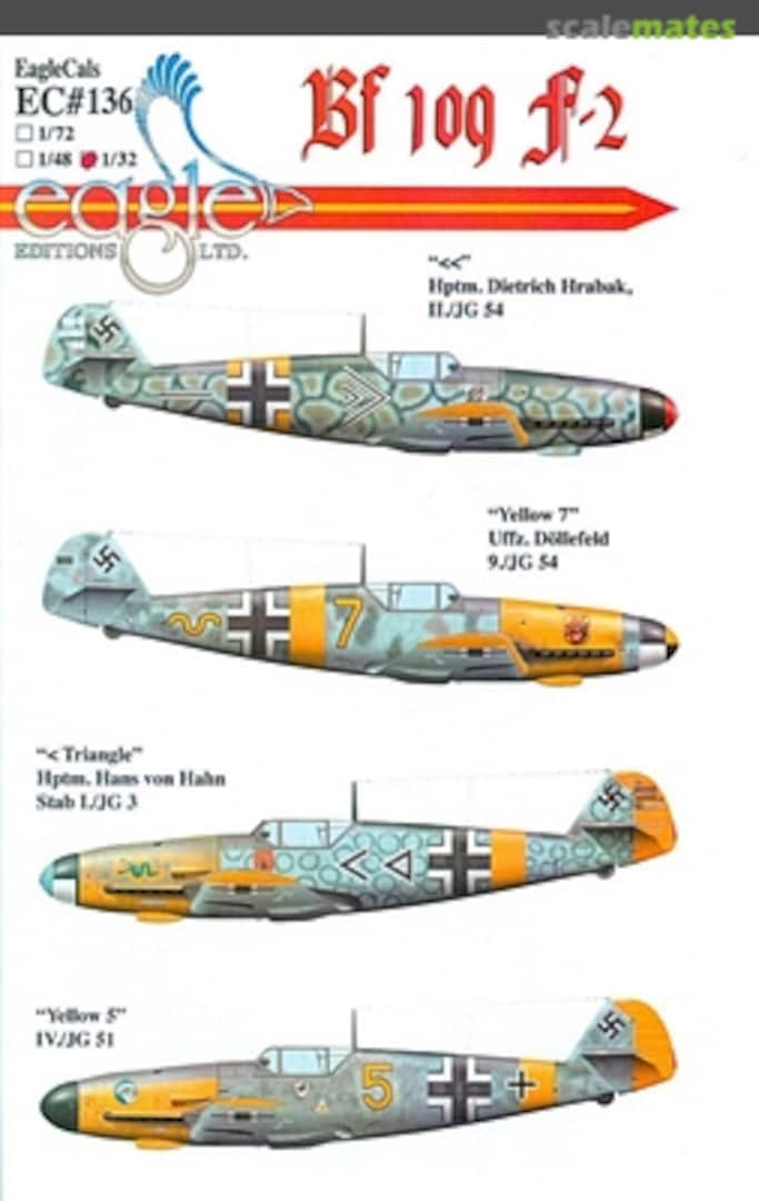 Boxart Bf 109 F-2 JG 3, JG 51, JG 54 EagleCals EC32-136 Eagle Editions