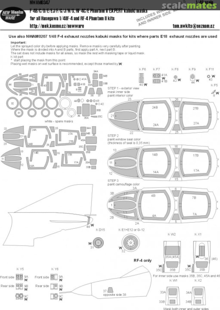 Boxart F-4B/C/D/E/EJ/F/G/J/N/S, RF-4 C/E Phantom II EXPERT kabuki masks NWAM0347 New Ware