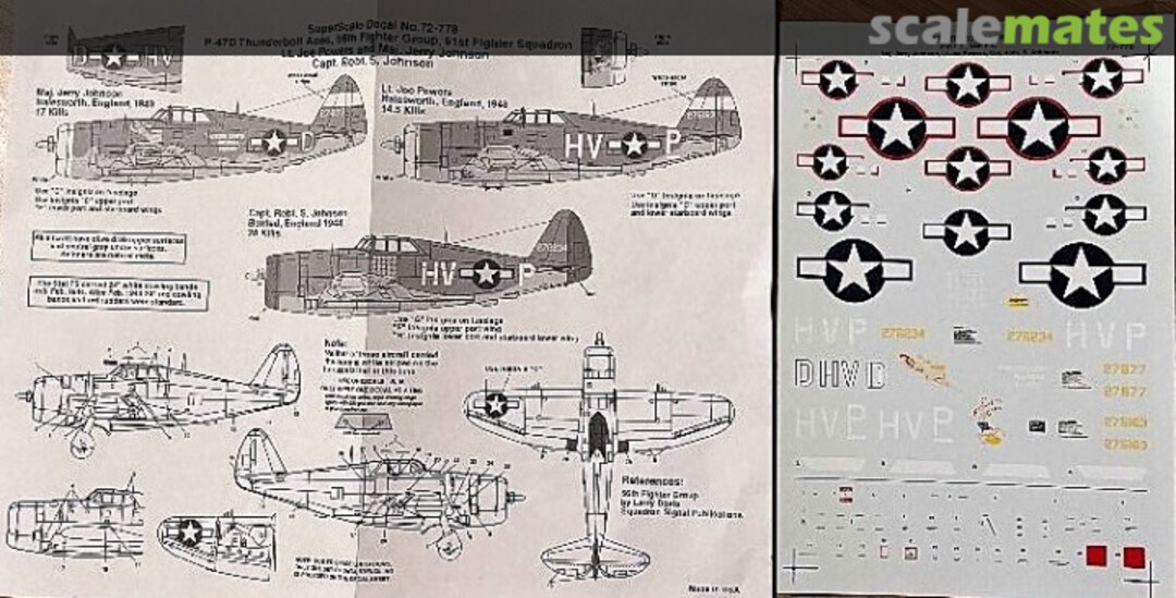 Boxart P-47D Thunderbolt Aces 56th FG, 61st Fighter Squadron 72-0778 SuperScale International