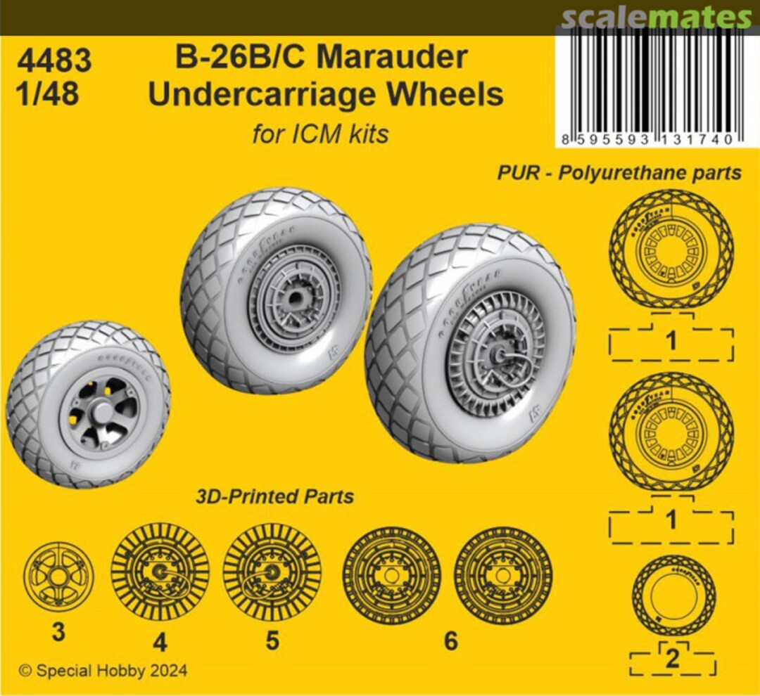 Boxart B-26B/C Marauder Undercarriage Wheels 4483 CMK