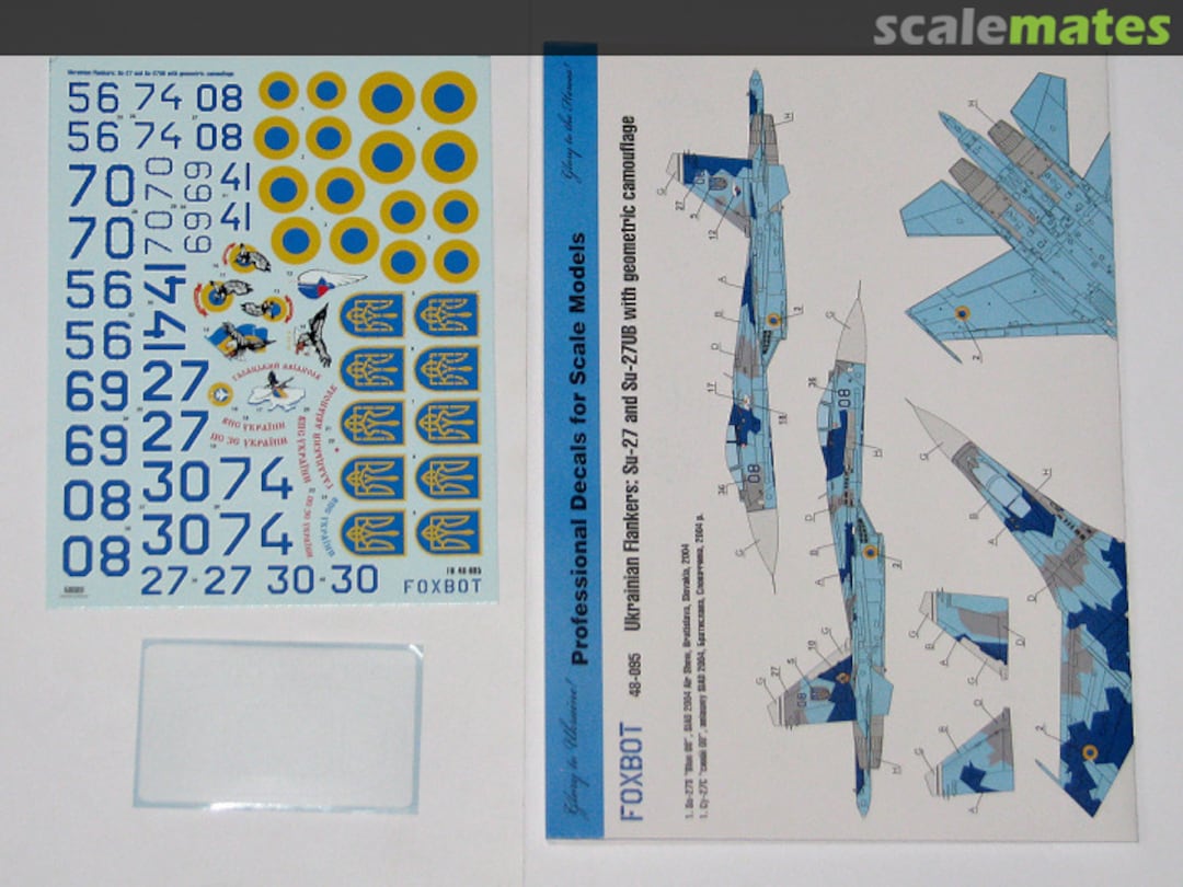 Boxart Ukrainian Flankers: Su-27 and Su-27UB with geometric camouflage 48-095 Foxbot