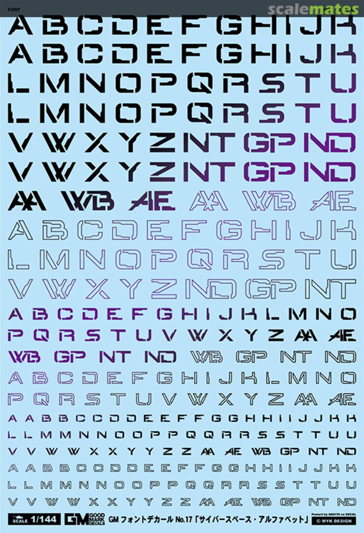 Boxart GM Font Decal No.17 Cyberspace Alphabet [Prism Night Purple] GM-732 MYK Design