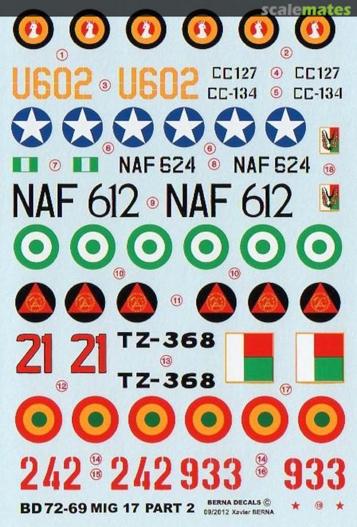 Boxart Mikoyan-Gurevich MiG-17 Fresco F Part 2 BD 72-69 Berna Decals