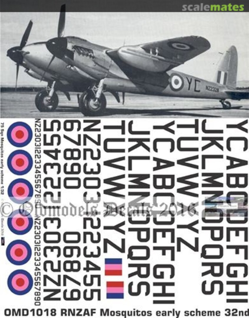 Boxart RNZAF Mosquitos early scheme OMD1018 Oldmodels Decals