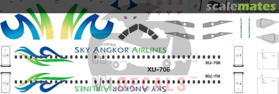 Boxart Sky Angkor Airlines Airbus A320 V1D0578-144 V1 Decals