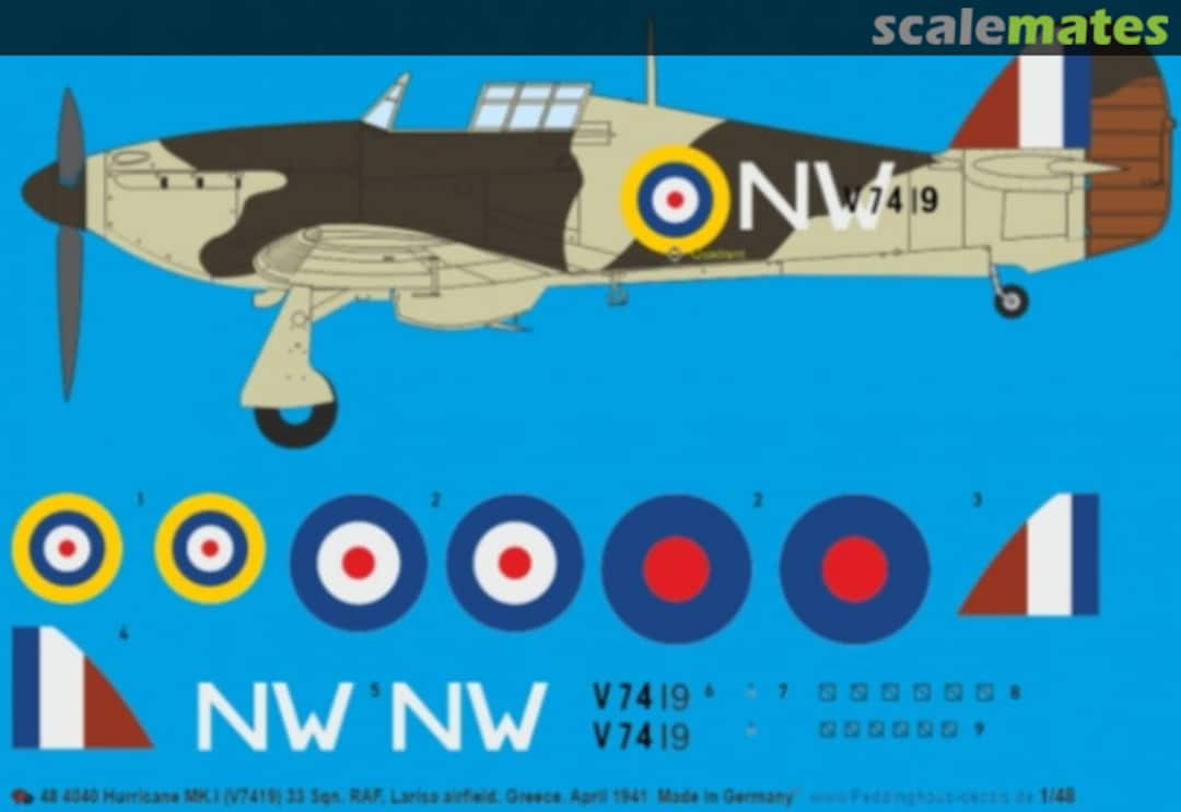 Boxart Hurricane MK.I 48 4040 Peddinghaus-Decals