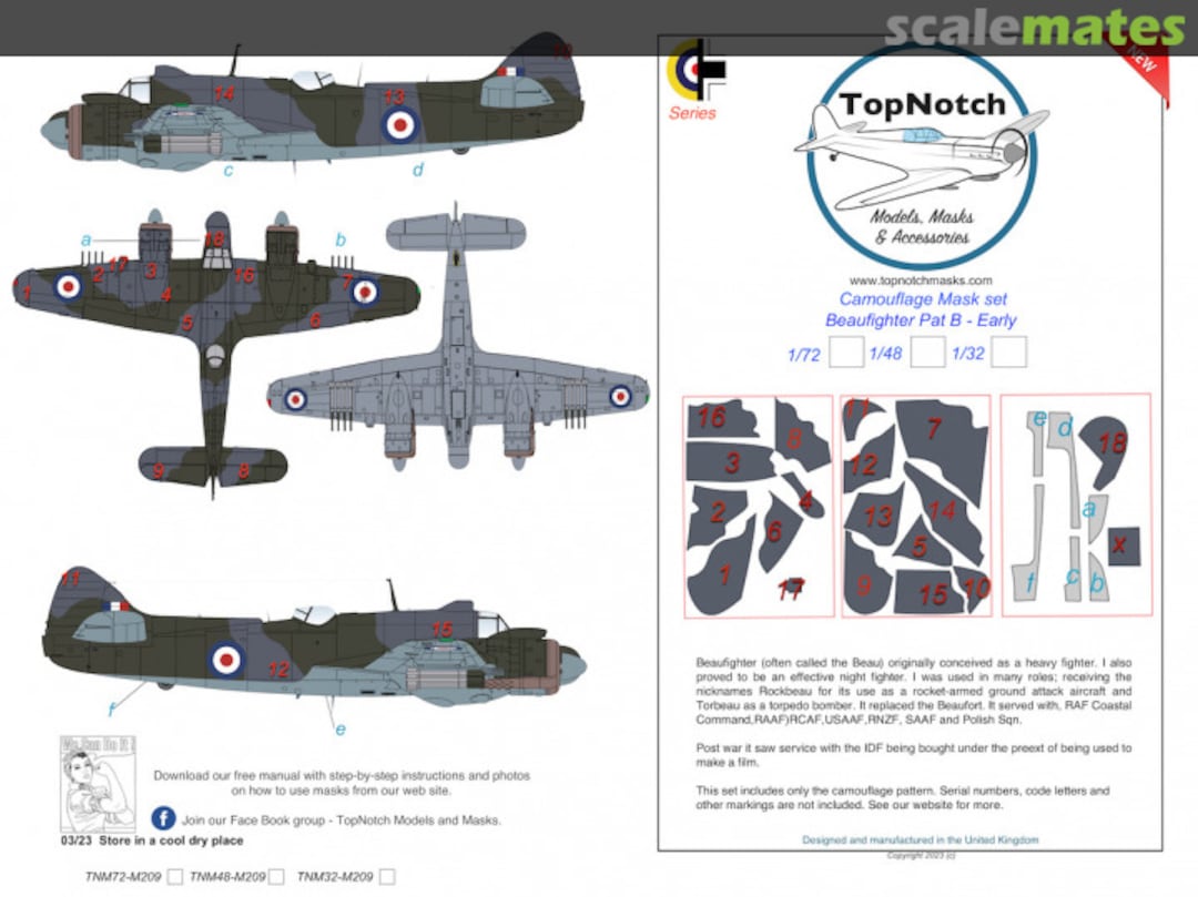 Boxart Bristol Beaufighter Mid/Late Pattern B TNM72-M209 TopNotch