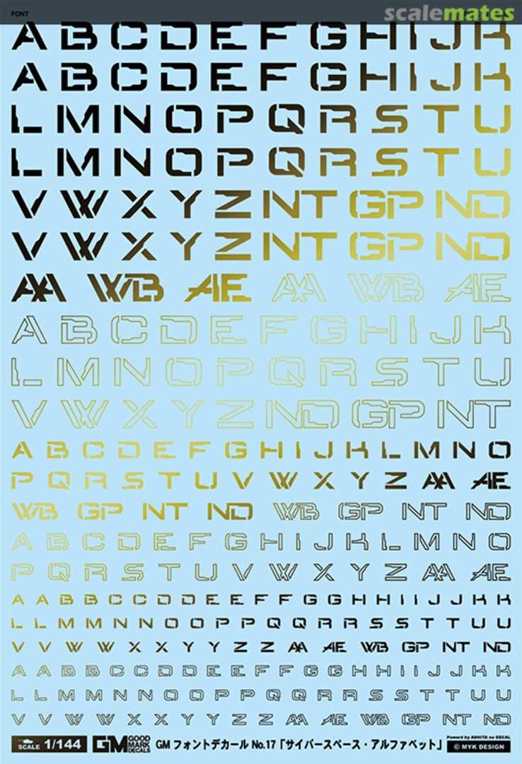 Boxart GM Font Decal No.17 Cyberspace Alphabet [Prism Night Gold] GM-733 MYK Design