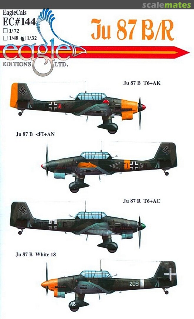 Boxart Ju 87 B-2/R-2 EagleCals EC32-144 Eagle Editions