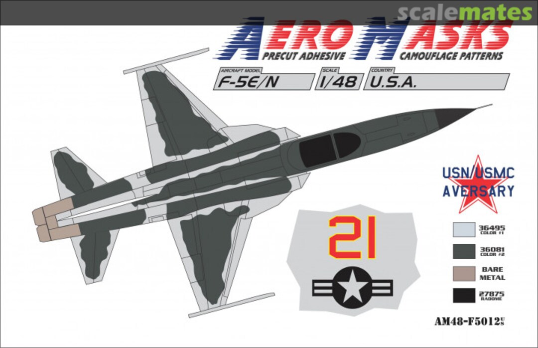 Boxart F-5E/N USA USN/USMC Aversary 21Red AM48-F5012 AeroMasks