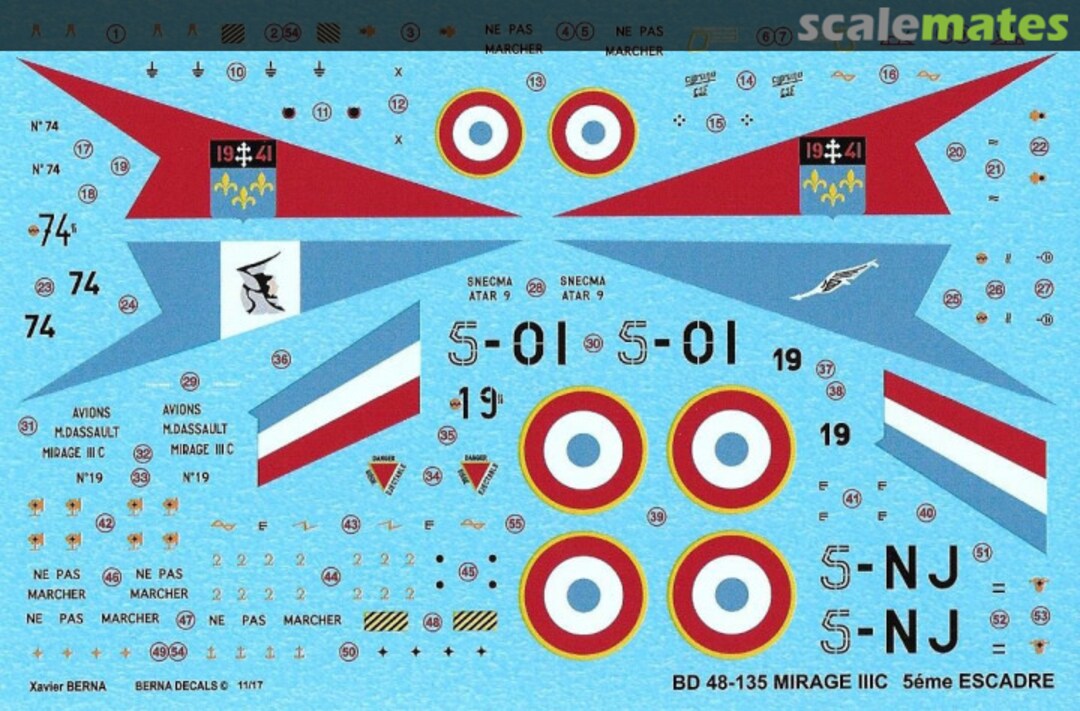 Boxart Mirage IIIC 5eme Escadre BD 48-135 Berna Decals