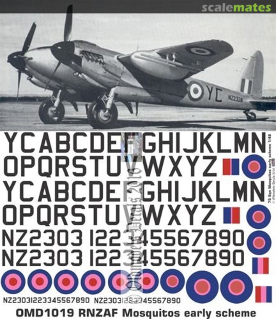 Boxart RNZAF Mosquitos early scheme OMD1019 Oldmodels Decals