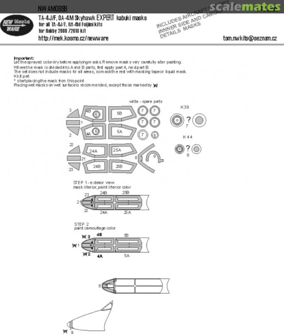 Boxart TA-4J/F, OA-4M Skyhawk EXPERT kabuki masks NWAM0899 New Ware