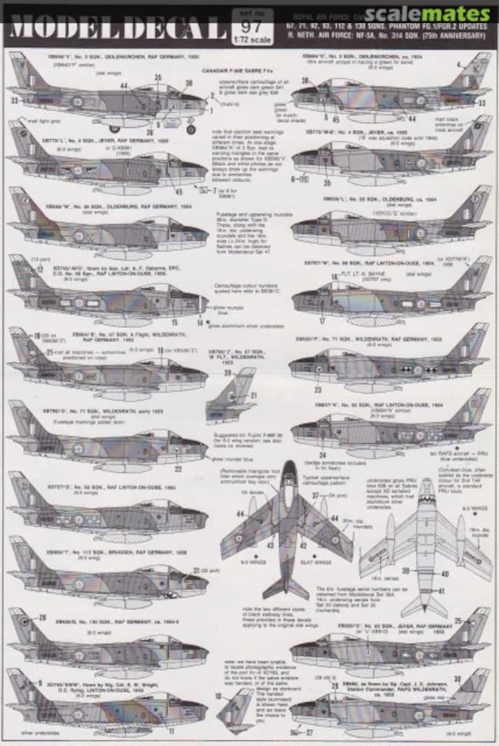 Contents Royal Air Force: Canadair Sabre F.4; Phantom FG.1/FGR.2; R. Neth. Air Force: NF-5A 97 Modeldecal