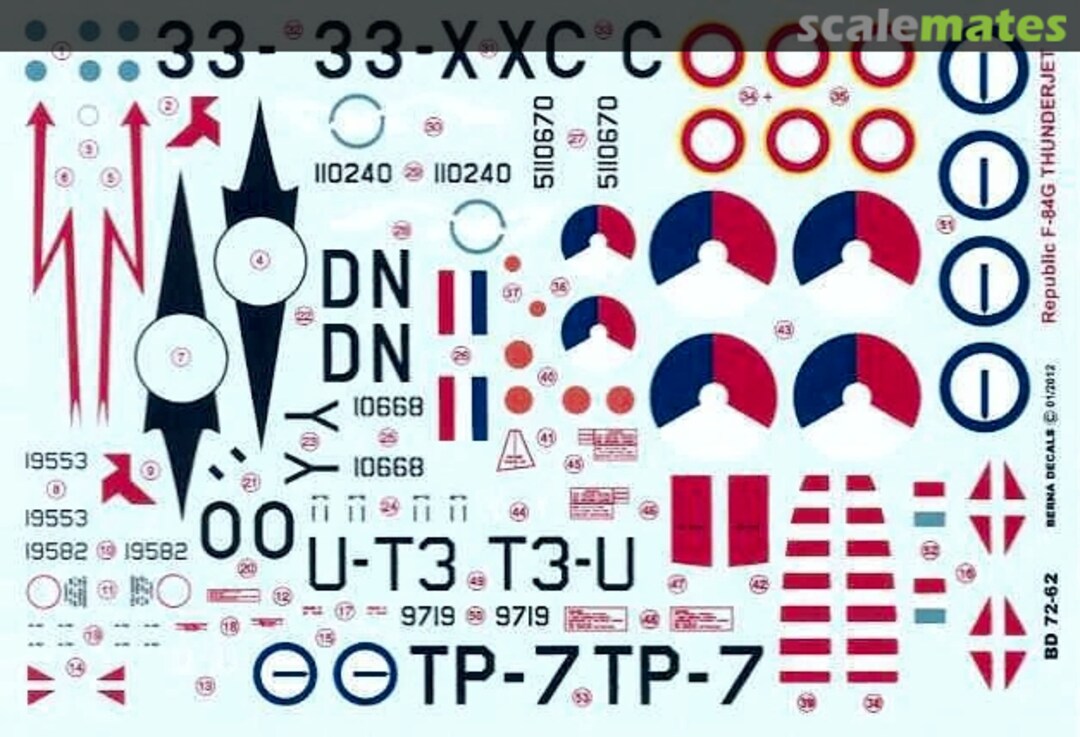 Boxart Republic F-84G Thunderjet BD 72-62 Berna Decals