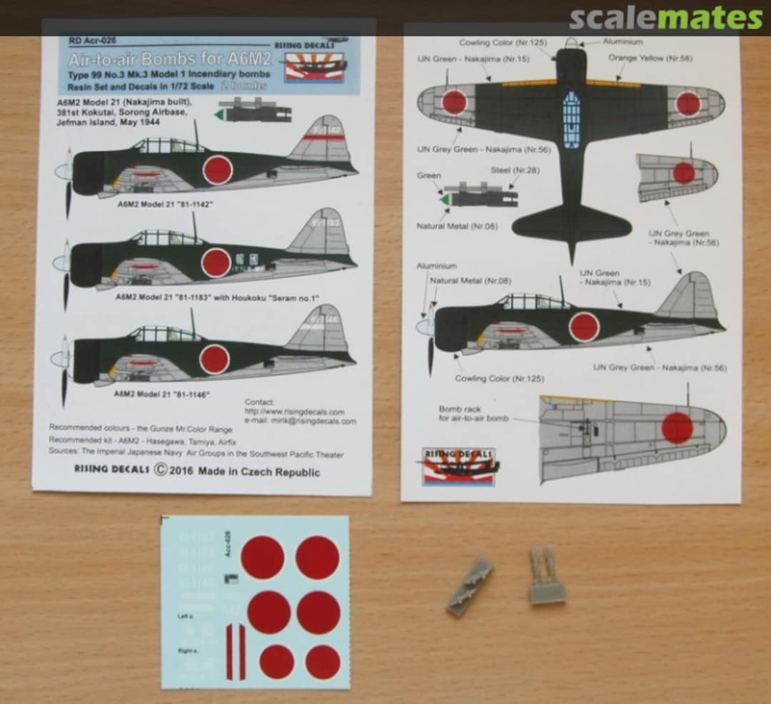 Boxart Air-to-air Bombs for A6M2 acr-026 Rising Decals