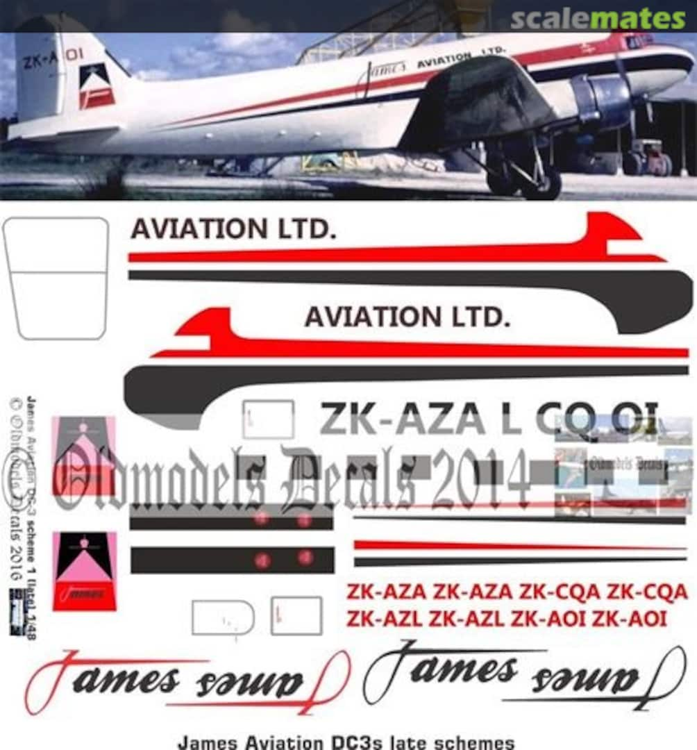 Boxart James Aviation DC-3 late scheme OMD0313 Oldmodels Decals