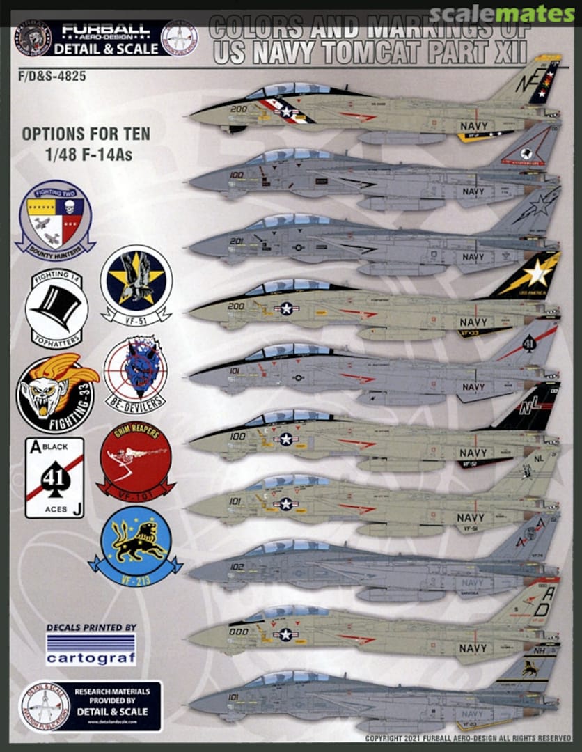 Boxart Colors And Markings of US Navy Tomcat F/D&S-4825 Furball Aero-Design