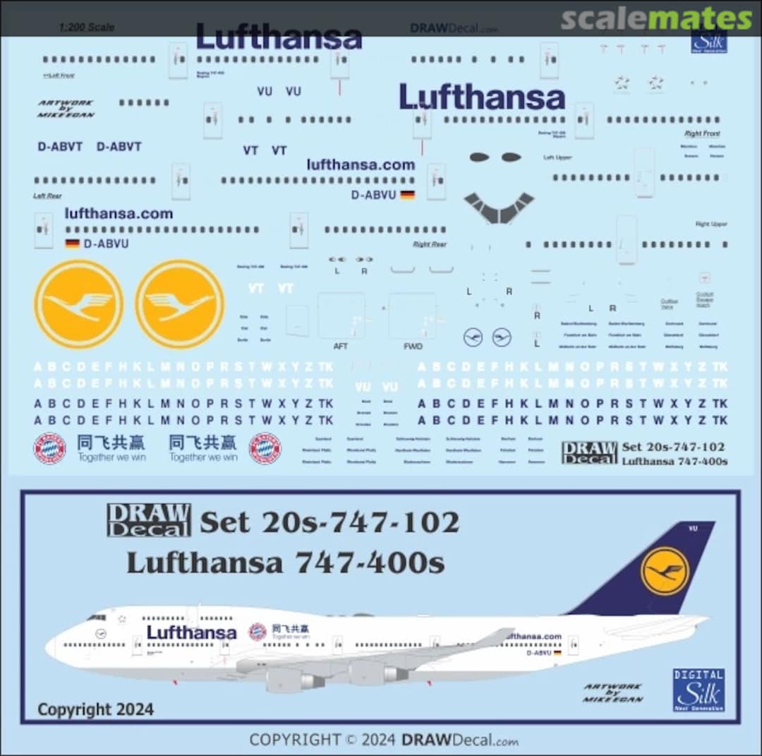 Boxart Lufthansa 747-400s 20-747-102 Draw Decal