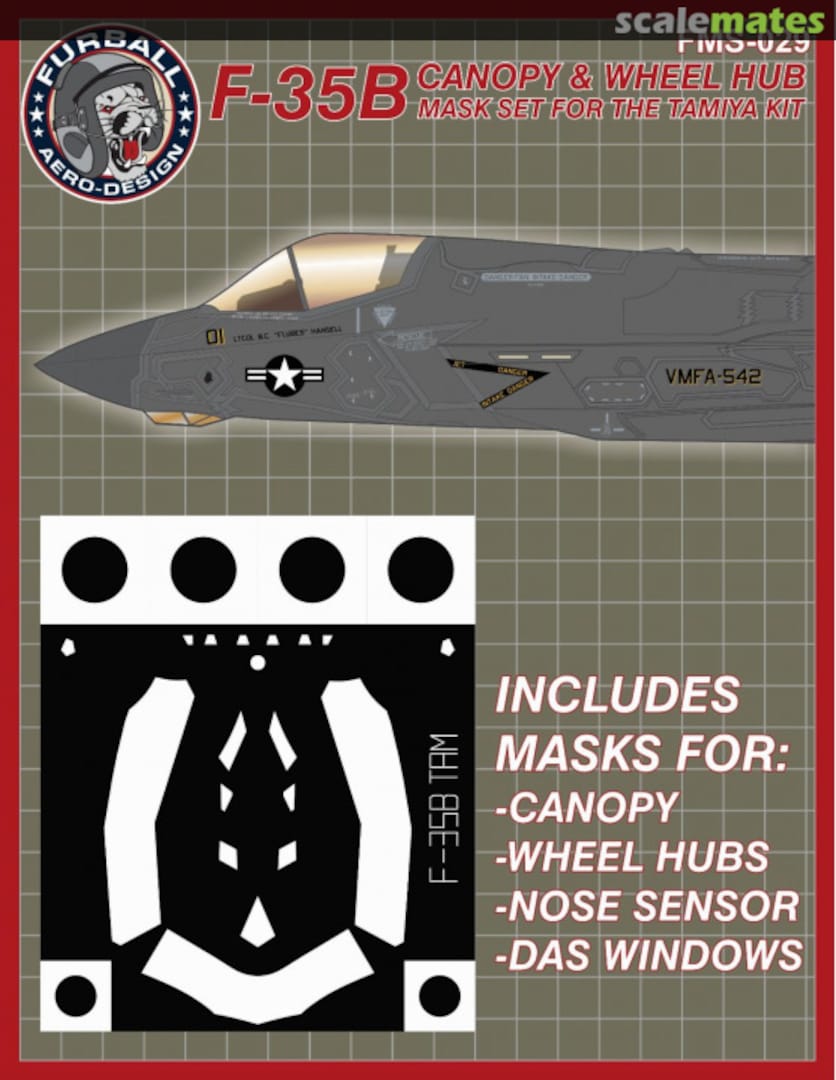 Boxart F-35B Canopy and Wheel Hub Mask Set FMS-029 Furball Aero-Design