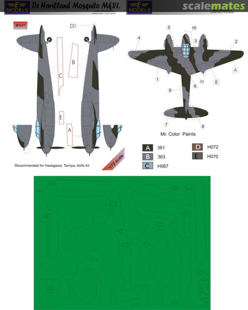 Boxart De Havilland Mosquito Mk.VI (Camouflage Painting Masks) M7217 LF Models