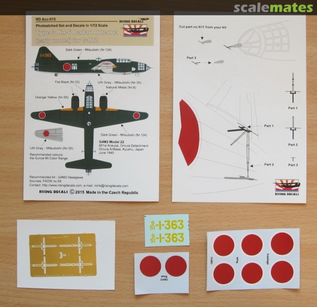 Boxart Type 3 Ku-6 Radar Antenna (early model) for G4M2 RD Acc-015 Rising Decals