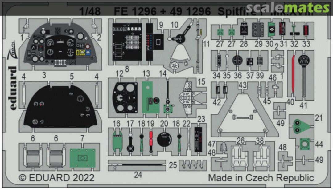 Boxart Spitfire F Mk.XVIII detail set FE1296 Eduard