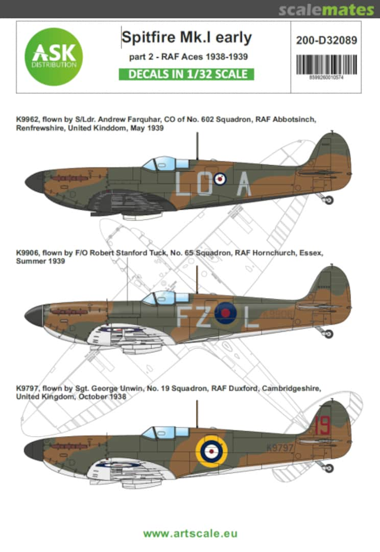 Boxart Spitfire Mk.I early part 2 - RAF aces 1938 / 1939 200-D32089 ASK