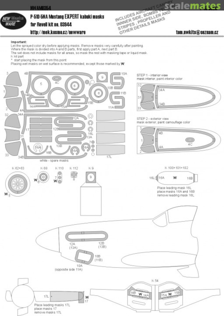 Boxart P-51D-5NA Mustang EXPERT kabuki masks NWAM0354 New Ware