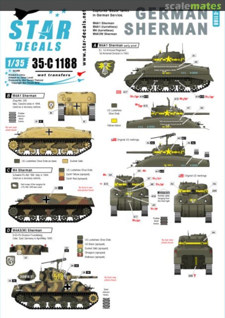 Boxart German Sherman. 35-C1188 Star Decals