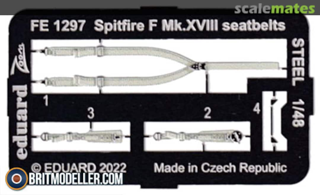 Boxart Spitfire F Mk.XVIII seatbelts STEEL FE1297 Eduard