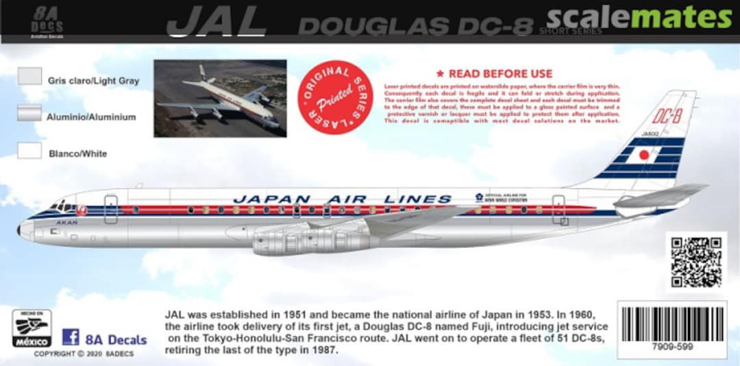 Boxart JAPAN AIRLINES DOUGLAS DC-8 SHORT SERIES (DC-8-30/50) 7909-599-144-30 8aDecs