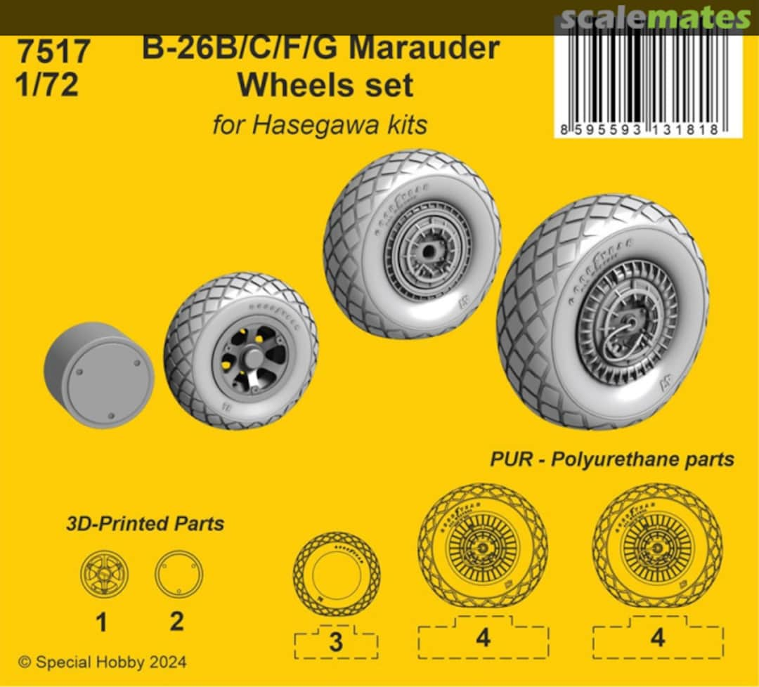 Boxart B-26B/C/F/G Marauder Wheels set 7517 CMK