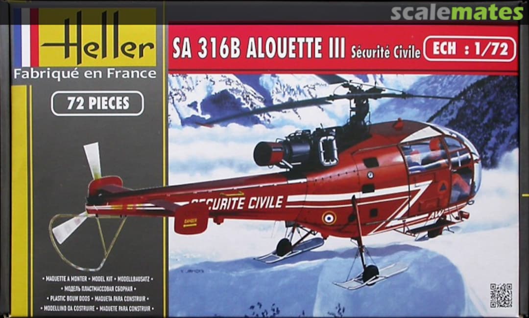 Boxart SA 316B Alouette III - Sécurité Civile 80289 Heller