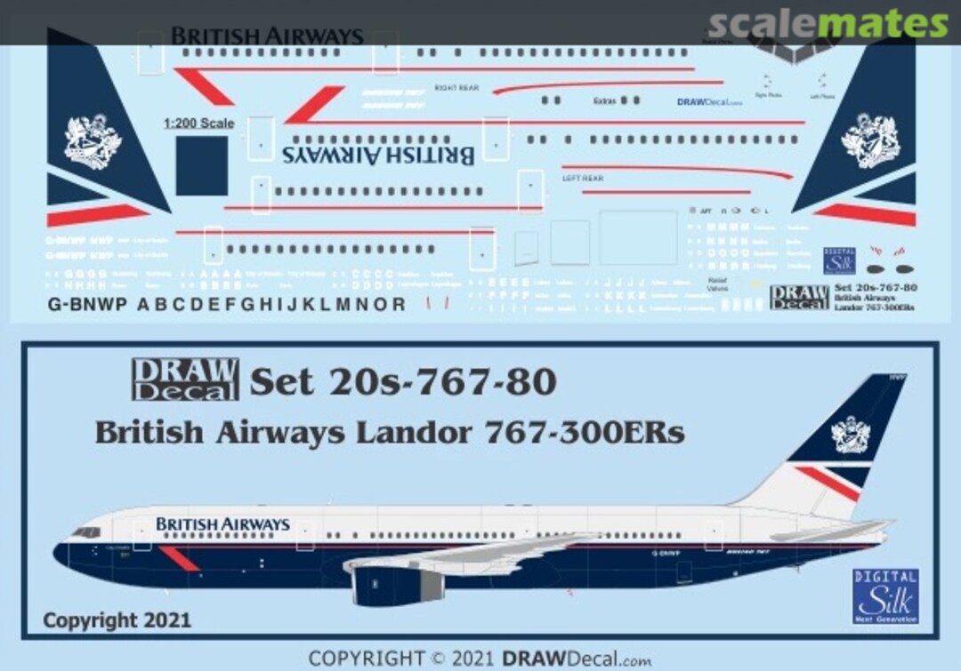 Boxart British Airways “Landor” 767-300ERs 20-767-80 Draw Decal