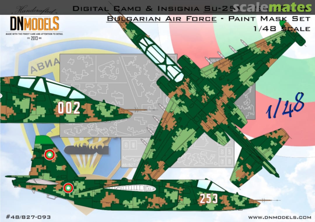 Boxart Bulgarian Digital Su-25K / Su-25UBK Camouflage & Insignia Paint Mask Set 48/827-093 DN Models