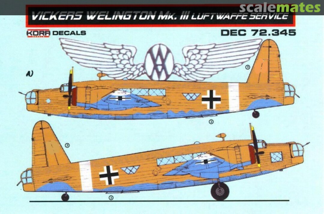 Boxart Vickers Wellington Mk.III Luftwaffe Service DEC 72.345 Kora Models